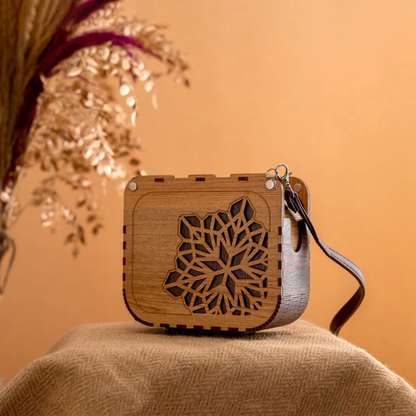 Wooden Bag - Square Shape with flexi slider opening