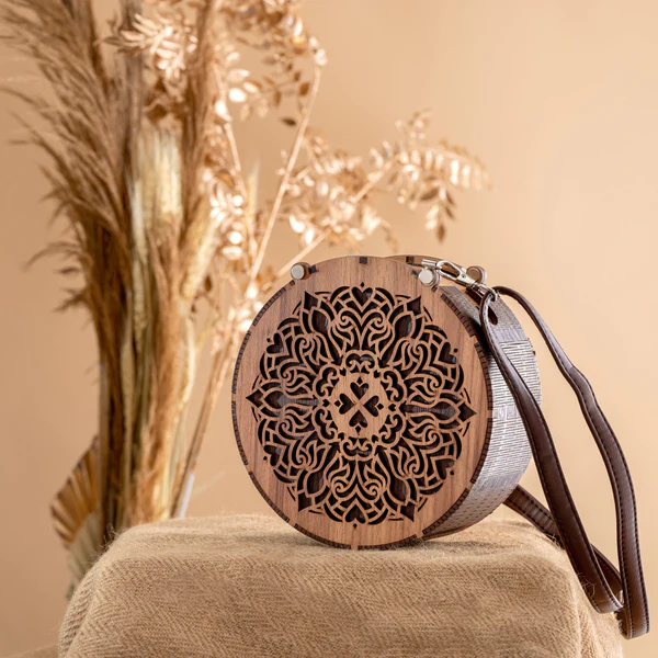Wooden Bag - Round Shape with flexi slider opening